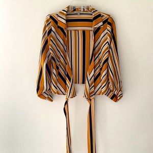Papaya Multicolored Collared Wrap Shirt Women’s Sz Medium